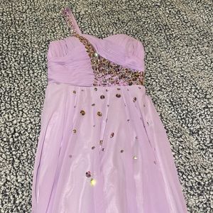Lavender One Strap Prom Dress